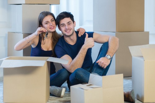 Office removals team preparing furniture for a Hampton Hill business move