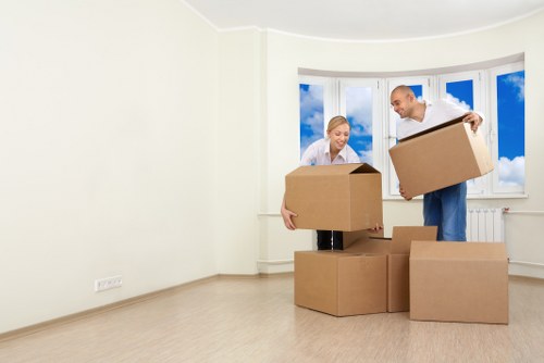 Loading boxes and furniture for a Hampton Hill move