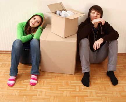 Removal van assisting with furniture transport