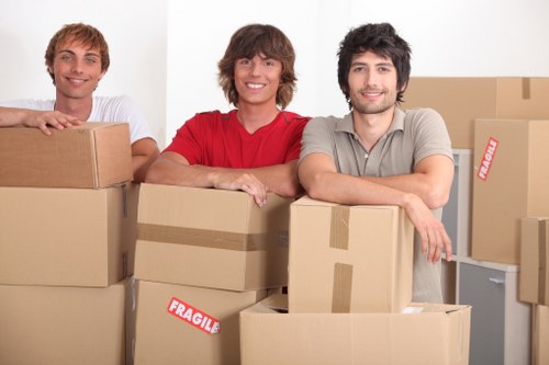 Packed boxes and furniture prepared for a local house move