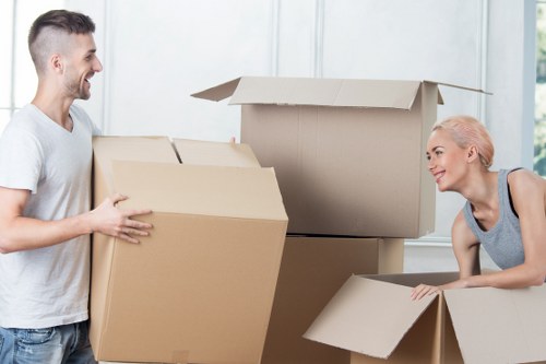 Office relocation equipment prepared for transport in Hampton Hill